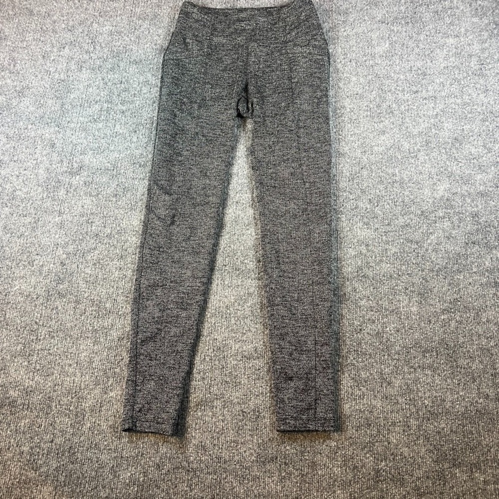Athleta XS Herringbone Leggings Womens Black Gray Active Stretch Gym Pant